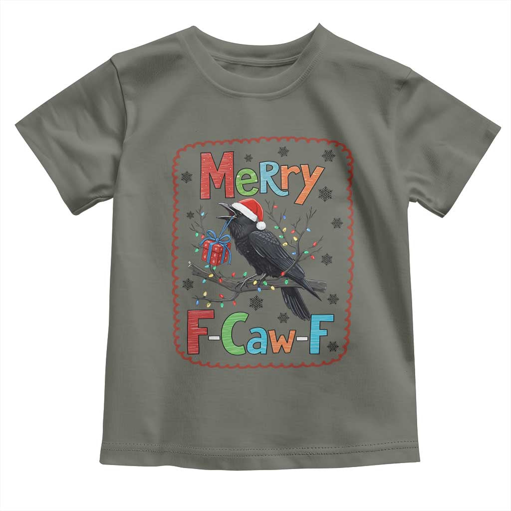 Funny Christmas Santa Raven Toddler T Shirt Merry F Caw F Joke Gift - Wonder Print Shop