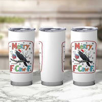Funny Christmas Santa Raven Tumbler Cup Merry F Caw F Joke Gift - Wonder Print Shop