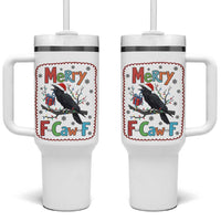 Funny Christmas Santa Raven Tumbler With Handle Merry F Caw F Joke Gift - Wonder Print Shop