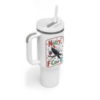 Funny Christmas Santa Raven Tumbler With Handle Merry F Caw F Joke Gift - Wonder Print Shop