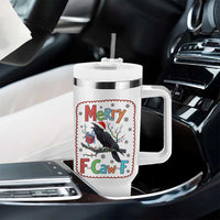 Funny Christmas Santa Raven Tumbler With Handle Merry F Caw F Joke Gift - Wonder Print Shop