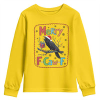 Funny Christmas Santa Raven Youth Sweatshirt Merry F Caw F Joke Gift - Wonder Print Shop