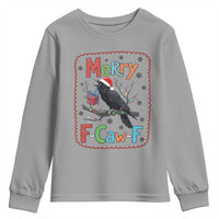 Funny Christmas Santa Raven Youth Sweatshirt Merry F Caw F Joke Gift - Wonder Print Shop