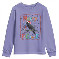 Funny Christmas Santa Raven Youth Sweatshirt Merry F Caw F Joke Gift - Wonder Print Shop