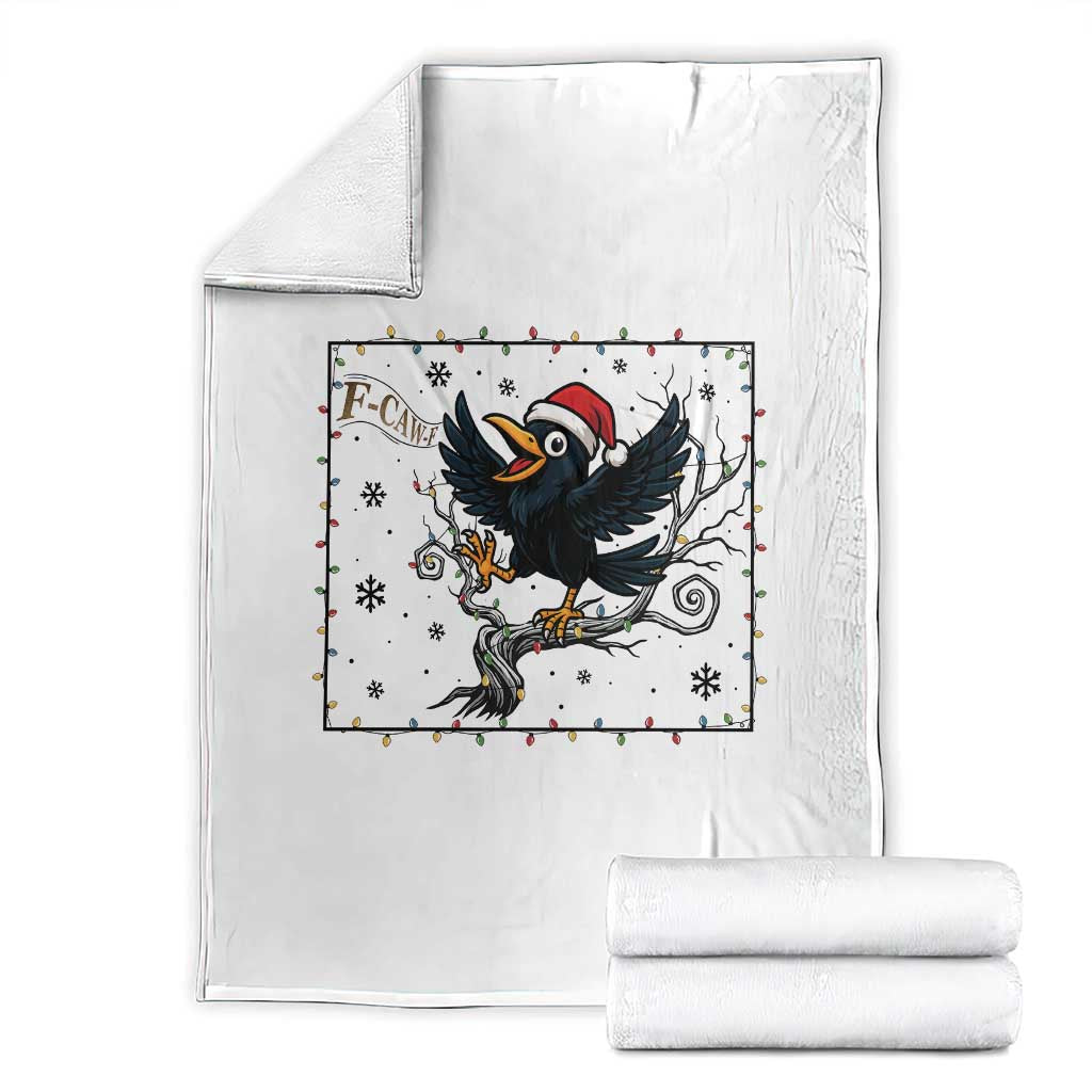 Funny Christmas Raven Lovers Throw Blanket F Caw F Joke Gift - Wonder Print Shop