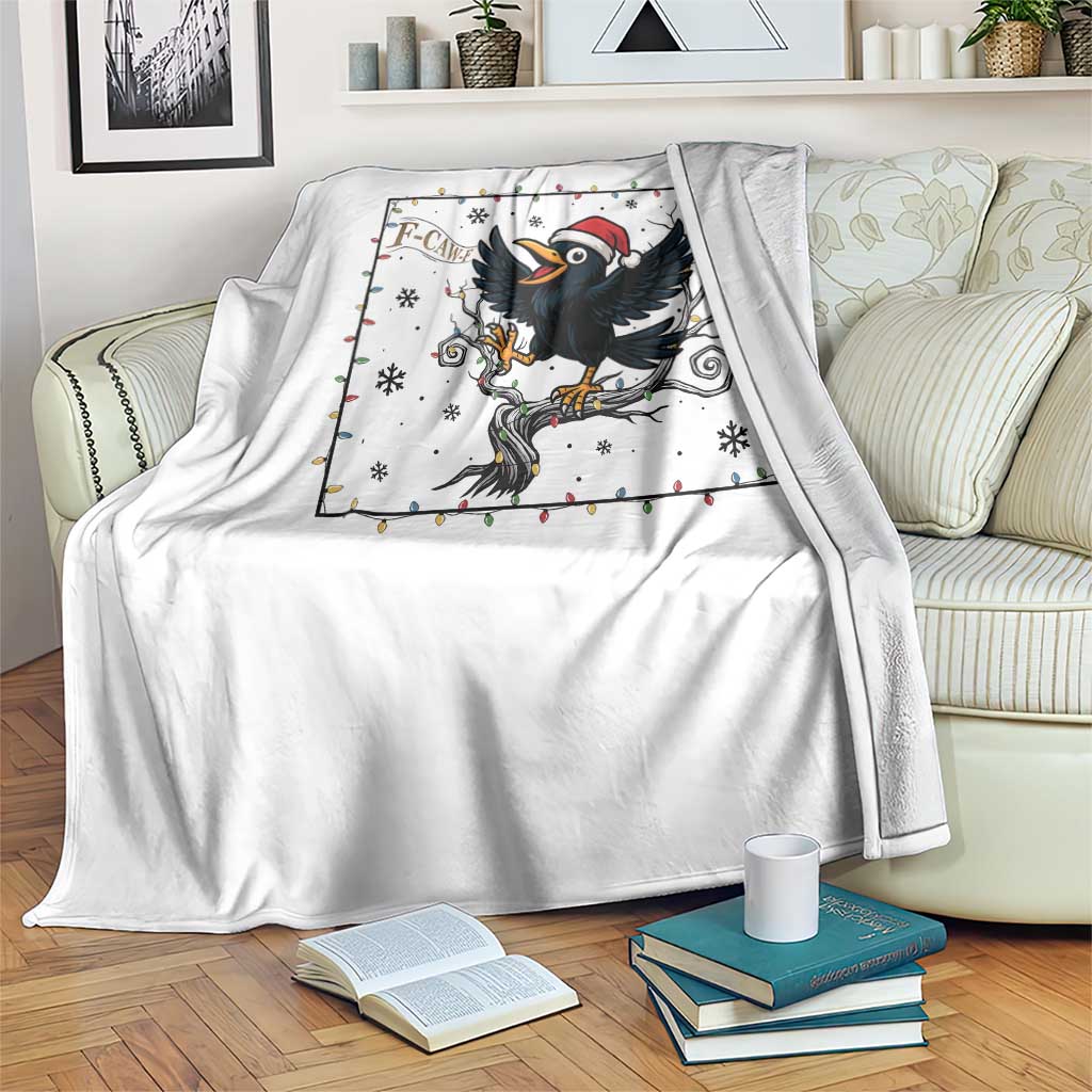 Funny Christmas Raven Lovers Throw Blanket F Caw F Joke Gift - Wonder Print Shop