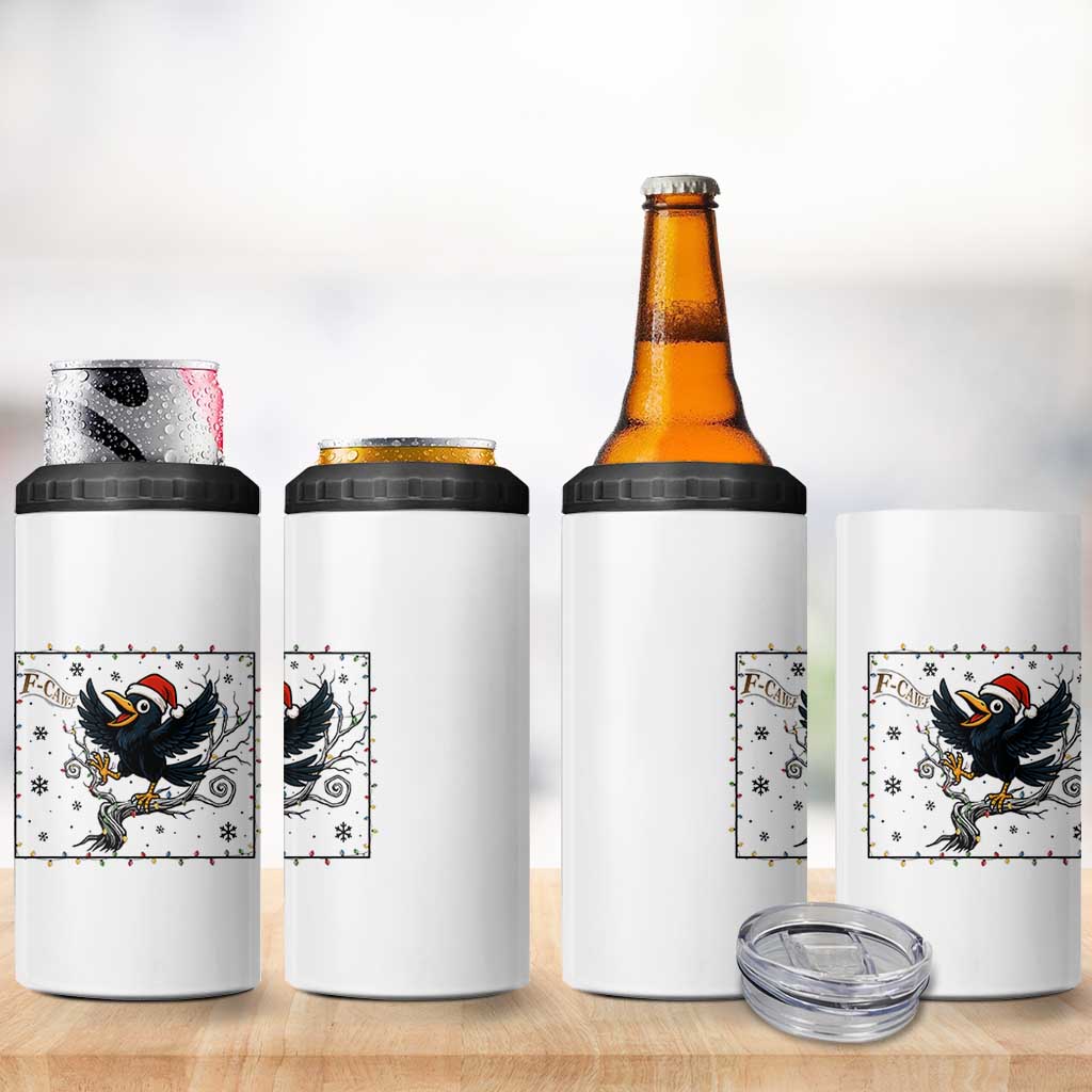Funny Christmas Raven Lovers 4 in 1 Can Cooler Tumbler F Caw F Joke Gift - Wonder Print Shop