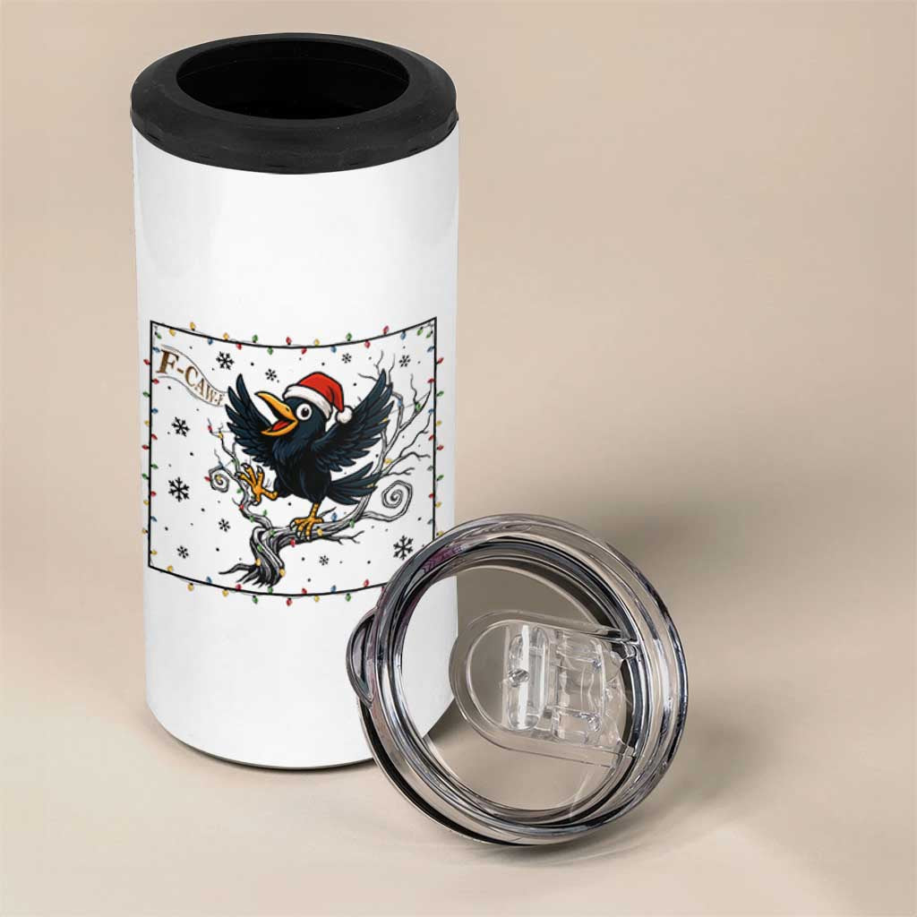 Funny Christmas Raven Lovers 4 in 1 Can Cooler Tumbler F Caw F Joke Gift - Wonder Print Shop
