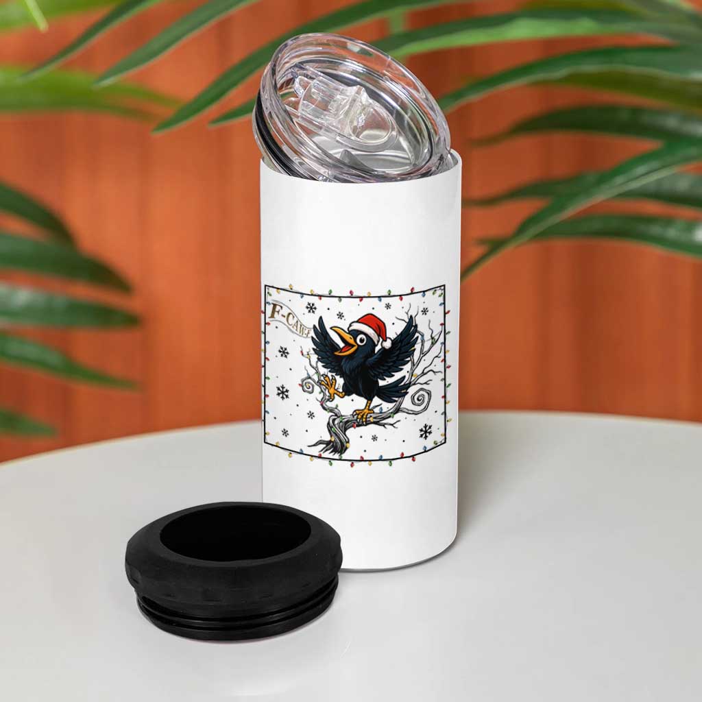 Funny Christmas Raven Lovers 4 in 1 Can Cooler Tumbler F Caw F Joke Gift - Wonder Print Shop