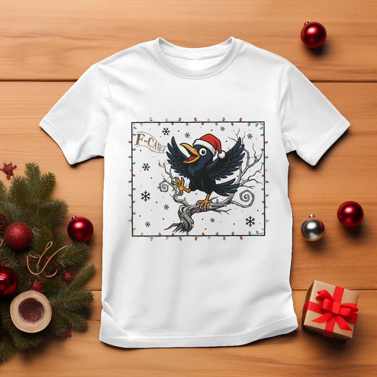 Funny Christmas Raven Lovers T Shirt F Caw F Joke Gift - Wonder Print Shop