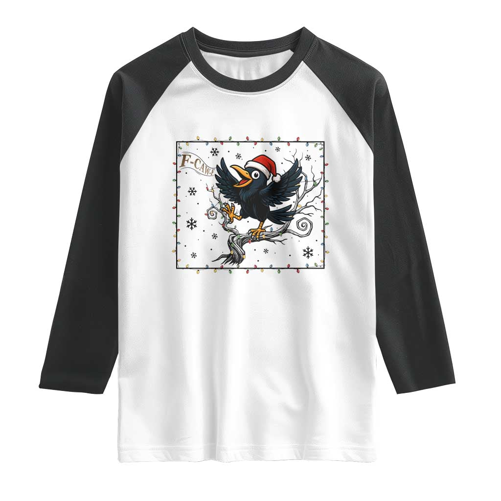 Funny Christmas Raven Lovers Raglan Shirt F Caw F Joke Gift - Wonder Print Shop