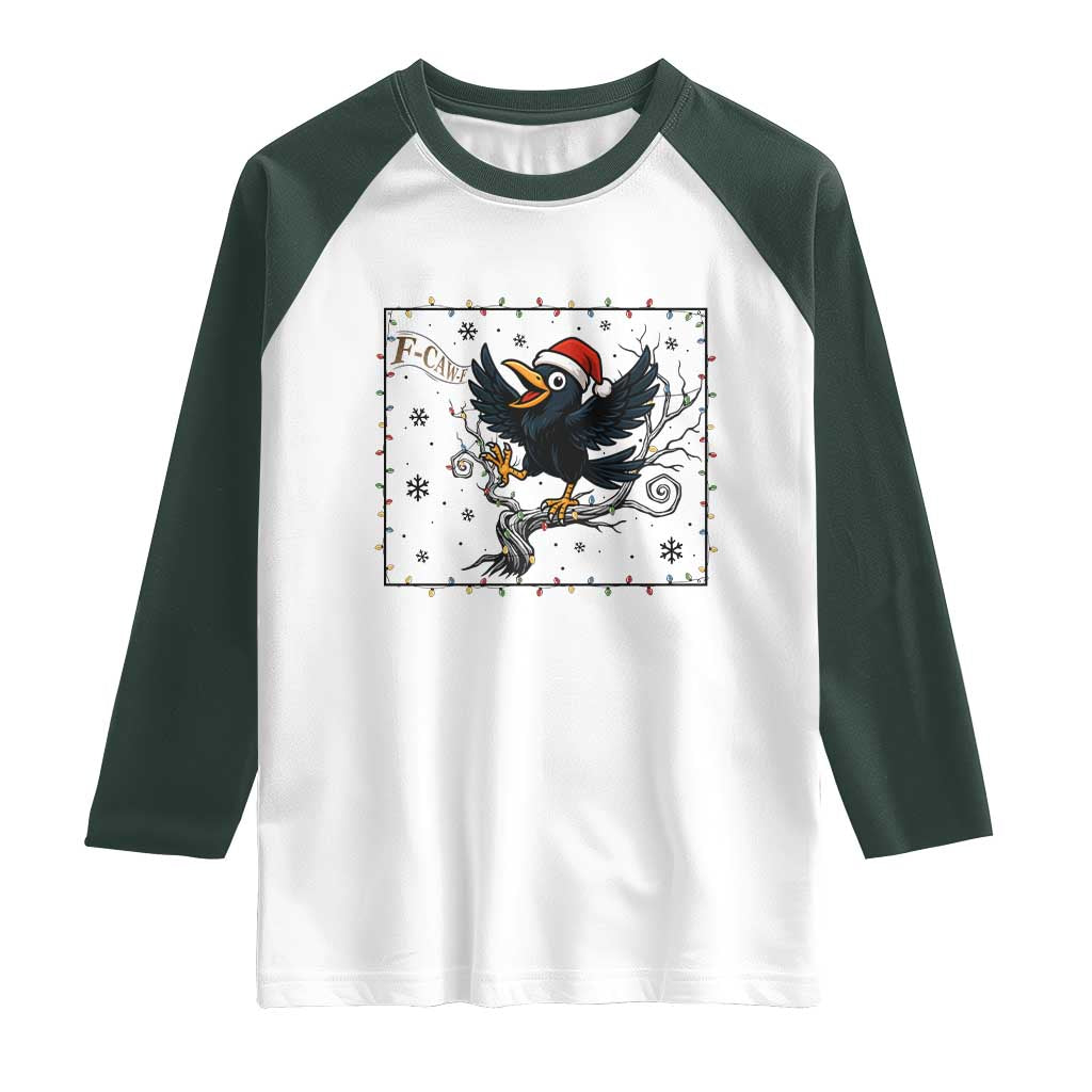 Funny Christmas Raven Lovers Raglan Shirt F Caw F Joke Gift - Wonder Print Shop