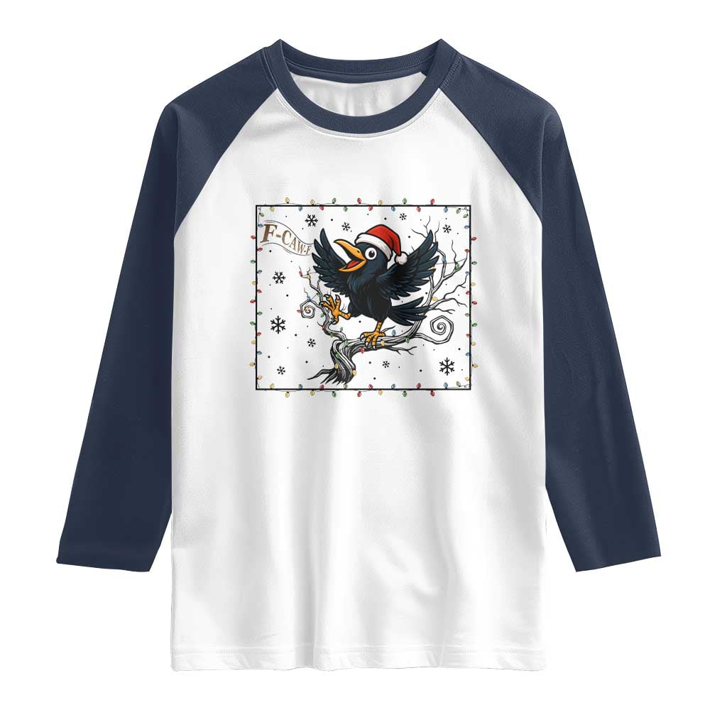 Funny Christmas Raven Lovers Raglan Shirt F Caw F Joke Gift - Wonder Print Shop