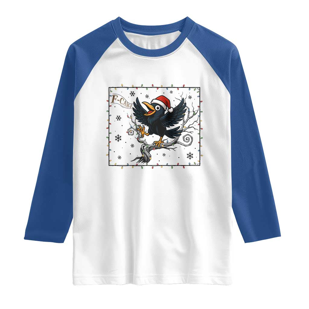 Funny Christmas Raven Lovers Raglan Shirt F Caw F Joke Gift - Wonder Print Shop
