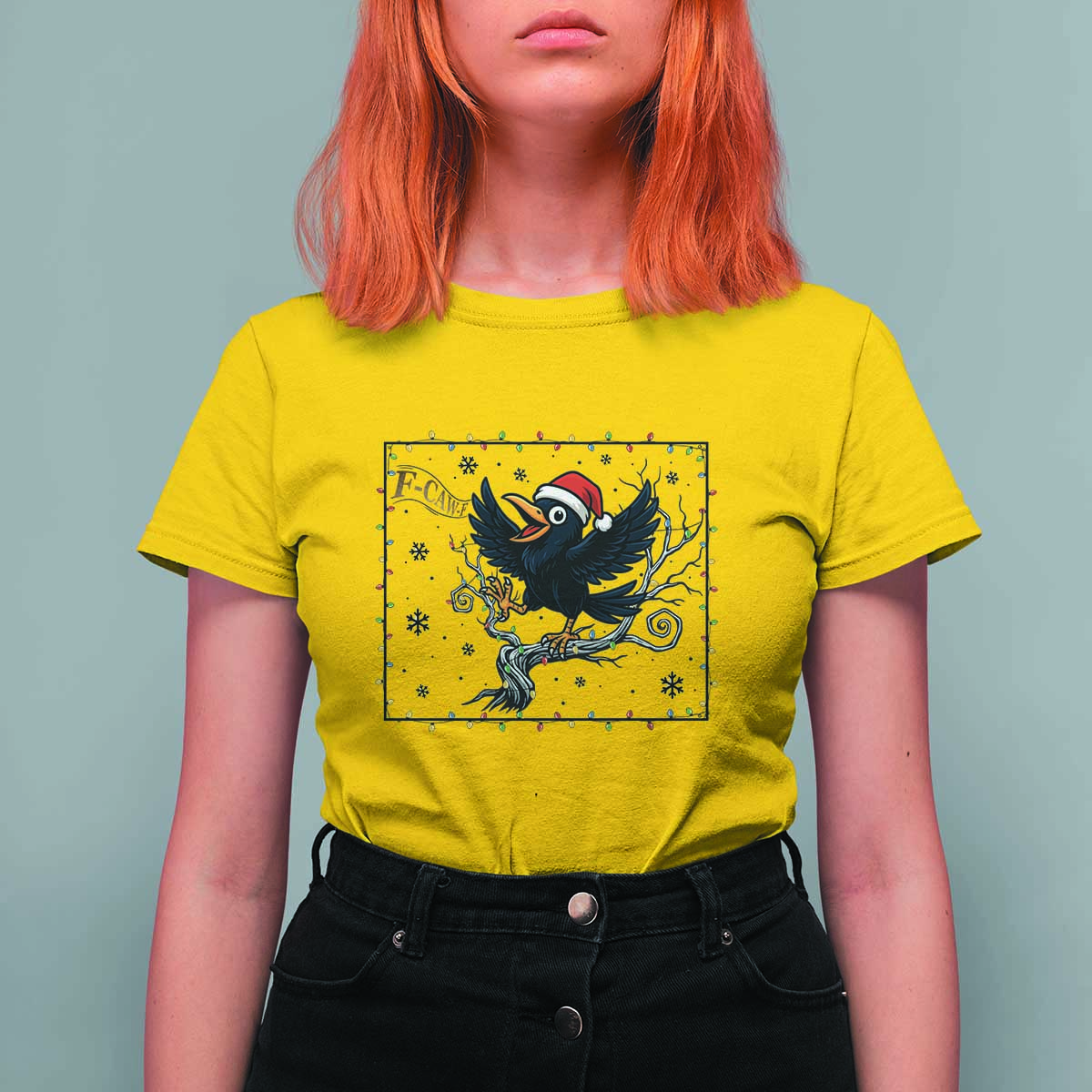 Funny Christmas Raven Lovers T Shirt For Women F Caw F Joke Gift - Wonder Print Shop