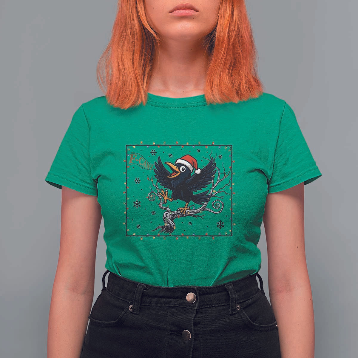 Funny Christmas Raven Lovers T Shirt For Women F Caw F Joke Gift - Wonder Print Shop