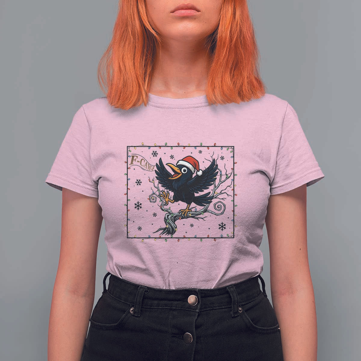 Funny Christmas Raven Lovers T Shirt For Women F Caw F Joke Gift - Wonder Print Shop