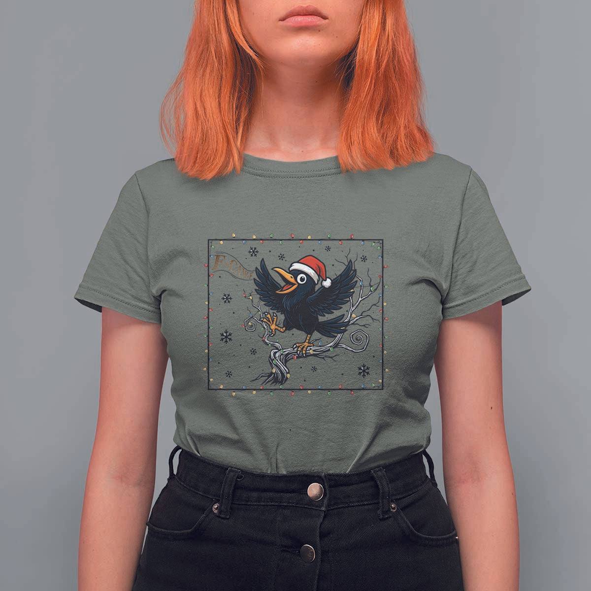 Funny Christmas Raven Lovers T Shirt For Women F Caw F Joke Gift - Wonder Print Shop