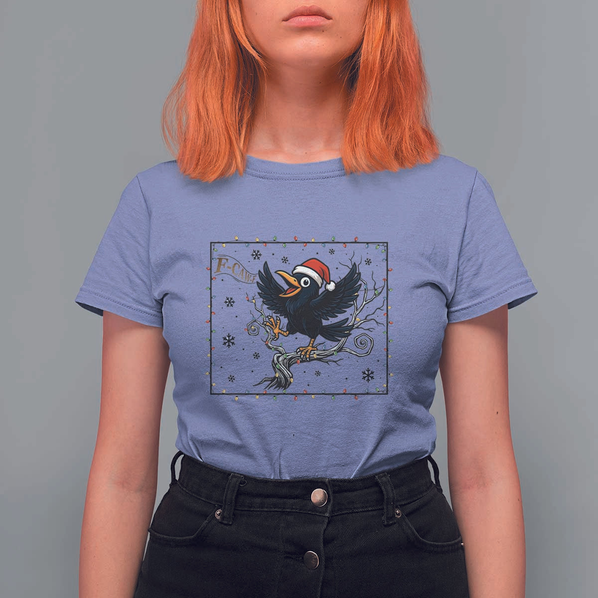Funny Christmas Raven Lovers T Shirt For Women F Caw F Joke Gift - Wonder Print Shop