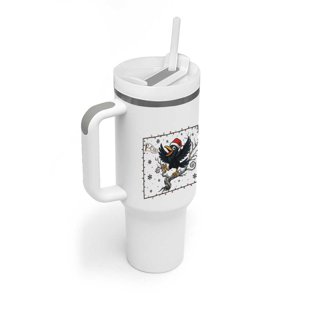 Funny Christmas Raven Lovers Tumbler With Handle F Caw F Joke Gift - Wonder Print Shop