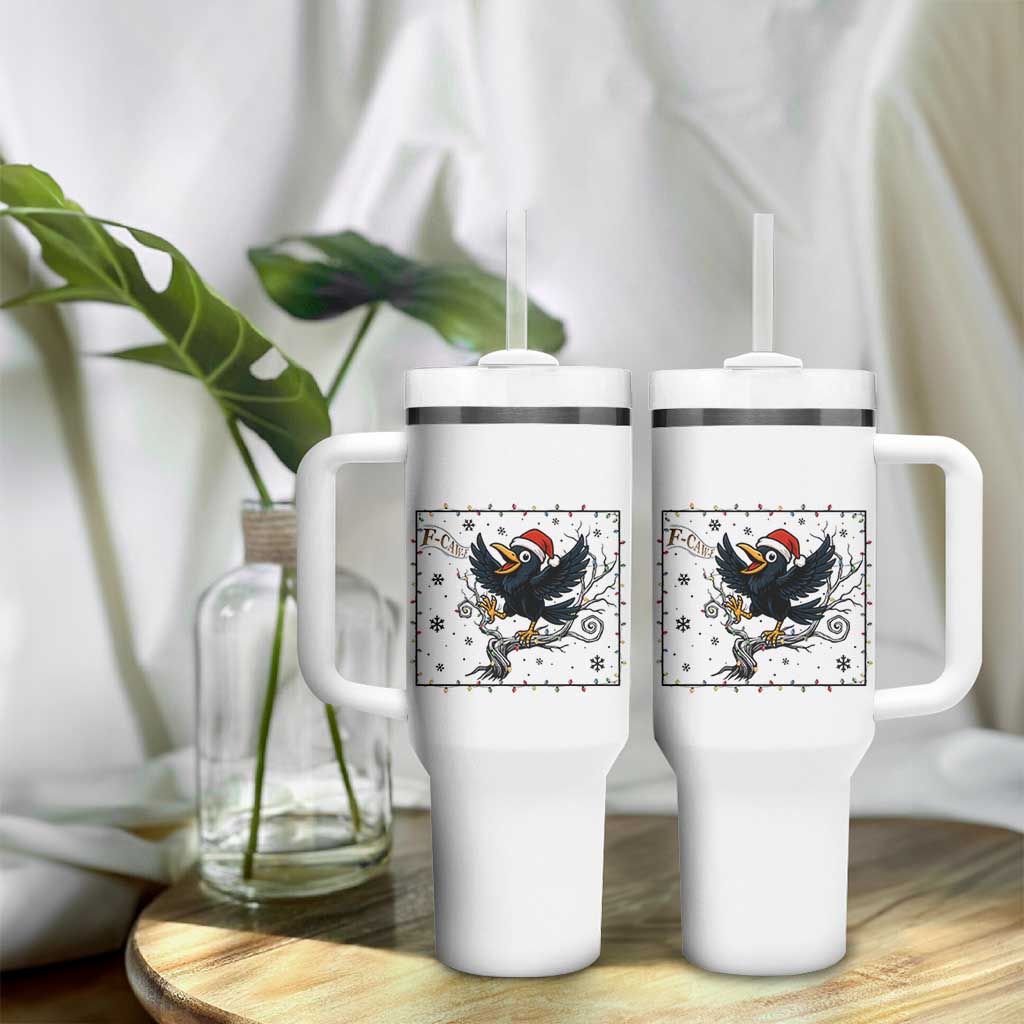 Funny Christmas Raven Lovers Tumbler With Handle F Caw F Joke Gift - Wonder Print Shop