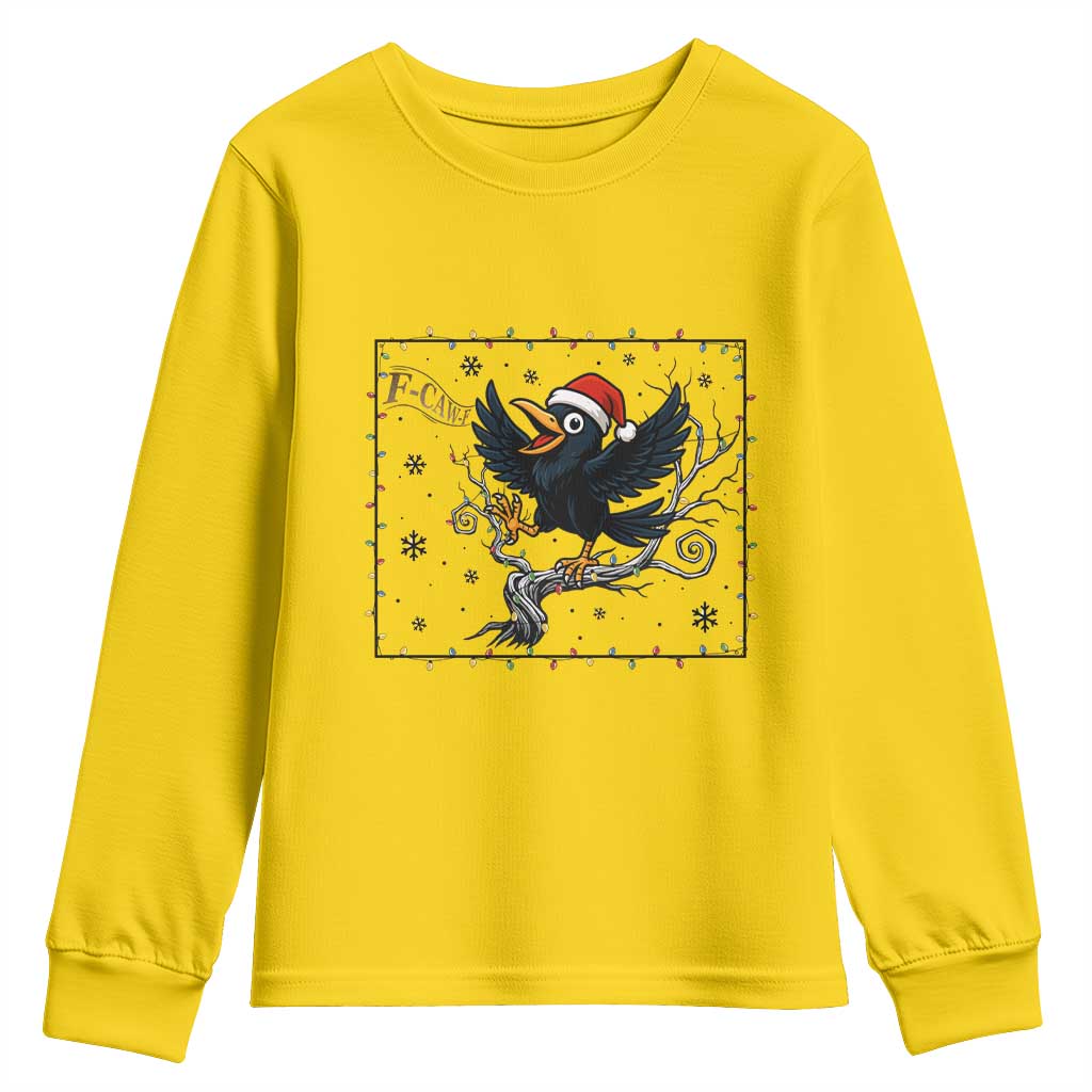Funny Christmas Raven Lovers Youth Sweatshirt F Caw F Joke Gift - Wonder Print Shop