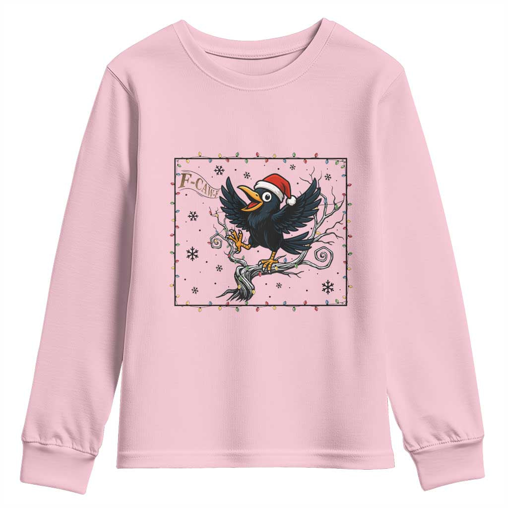 Funny Christmas Raven Lovers Youth Sweatshirt F Caw F Joke Gift - Wonder Print Shop