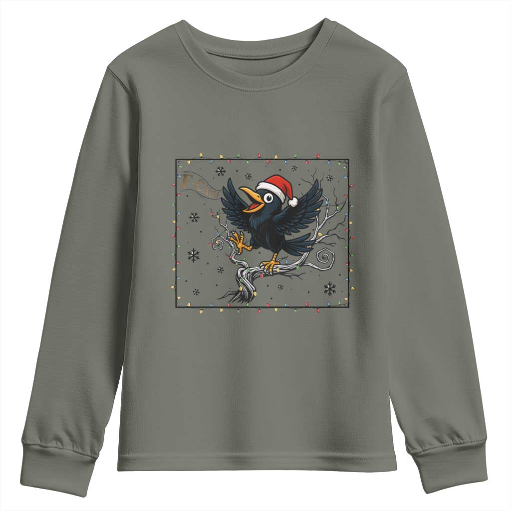 Funny Christmas Raven Lovers Youth Sweatshirt F Caw F Joke Gift - Wonder Print Shop