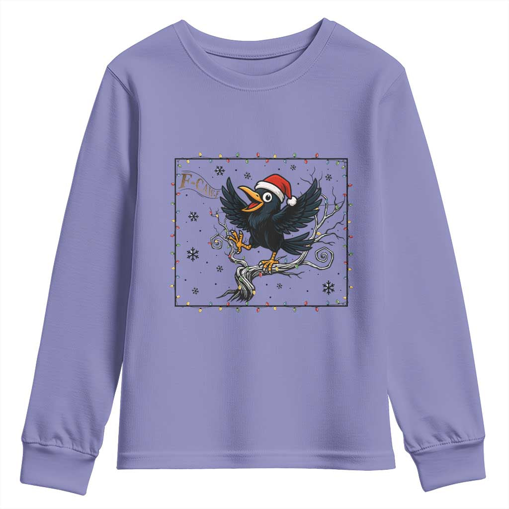 Funny Christmas Raven Lovers Youth Sweatshirt F Caw F Joke Gift - Wonder Print Shop
