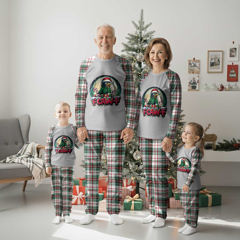 Funny F Caw F Raven Joke Plaid Pajama Set Holiday Gift - Wonder Print Shop