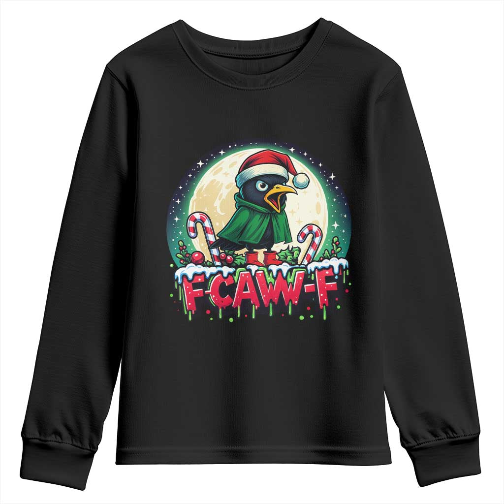 Funny F Caw F Raven Joke Youth Sweatshirt Holiday Gift - Wonder Print Shop