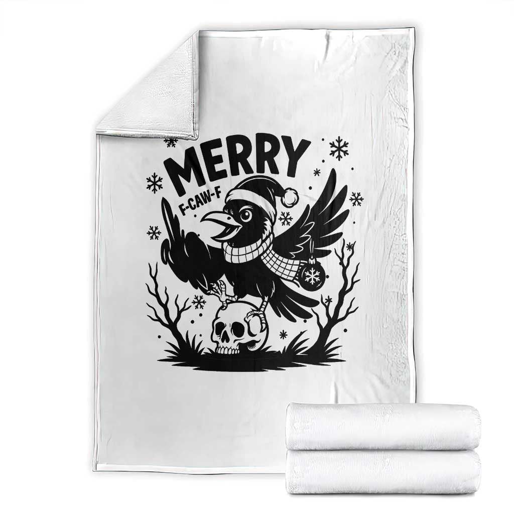 Merry F Caw F Christmas Raven Throw Blanket Funny Holiday Gift - Wonder Print Shop