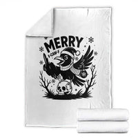 Merry F Caw F Christmas Raven Throw Blanket Funny Holiday Gift - Wonder Print Shop