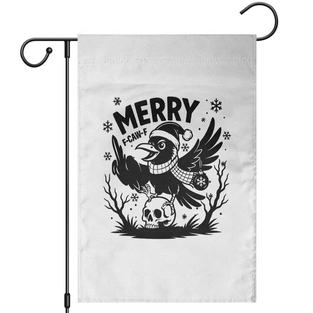 Merry F Caw F Christmas Raven Garden Flag Funny Holiday Gift - Wonder Print Shop
