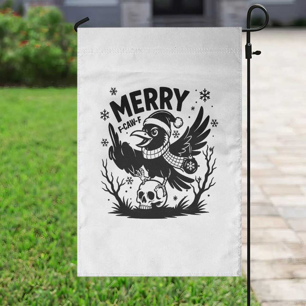 Merry F Caw F Christmas Raven Garden Flag Funny Holiday Gift - Wonder Print Shop