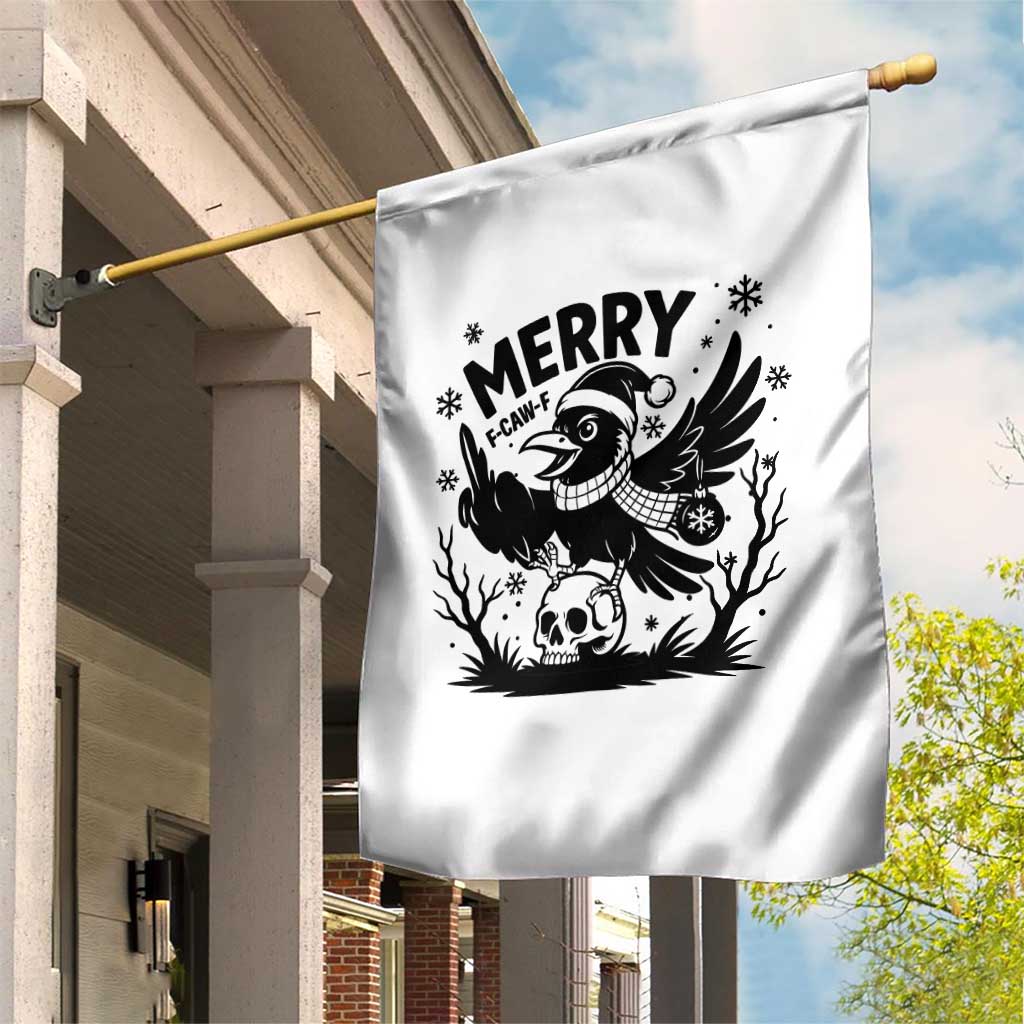 Merry F Caw F Christmas Raven Garden Flag Funny Holiday Gift - Wonder Print Shop
