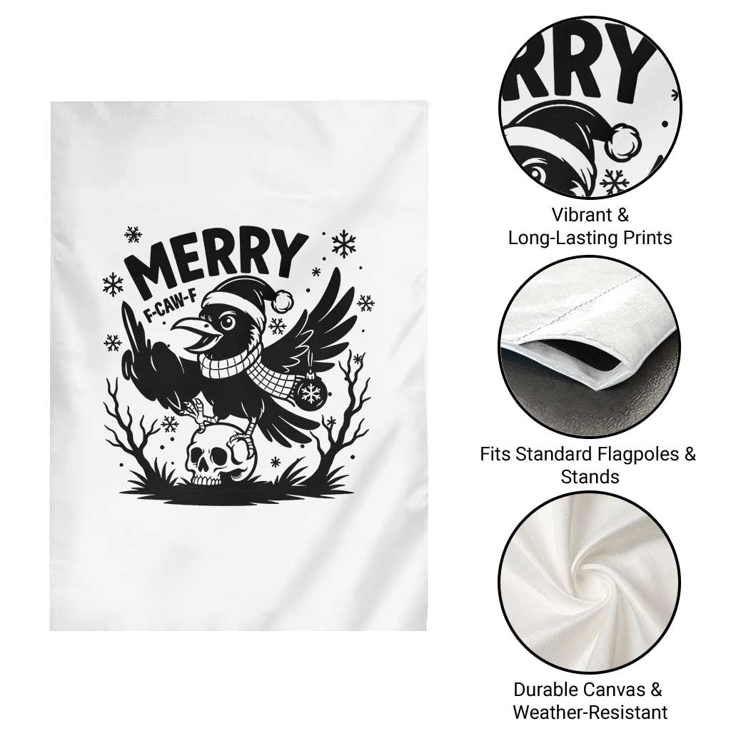 Merry F Caw F Christmas Raven Garden Flag Funny Holiday Gift - Wonder Print Shop