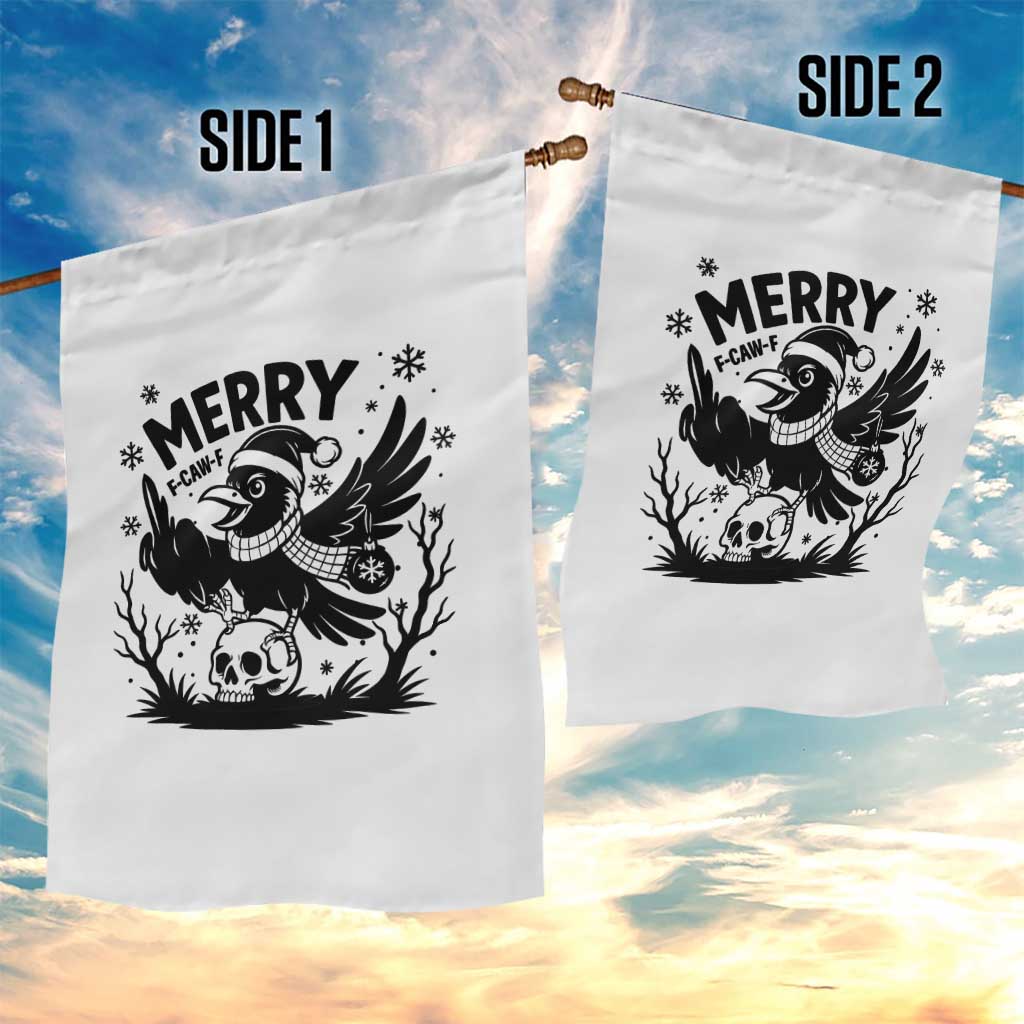 Merry F Caw F Christmas Raven Garden Flag Funny Holiday Gift - Wonder Print Shop