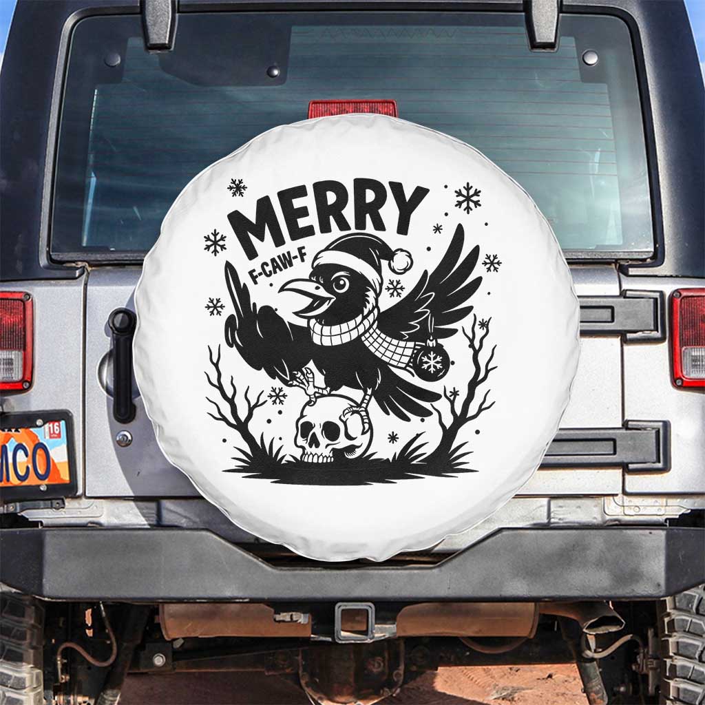 Merry F Caw F Christmas Raven Spare Tire Cover Funny Holiday Gift - Wonder Print Shop
