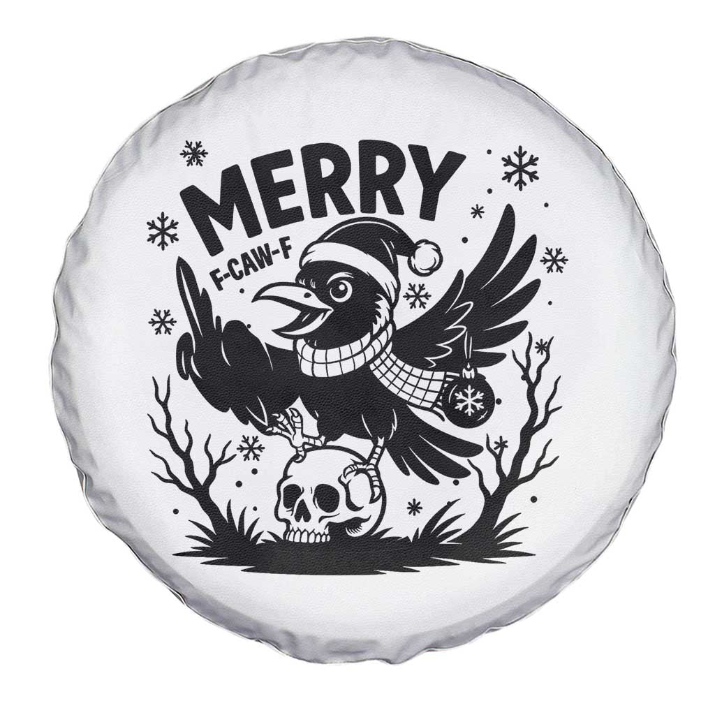 Merry F Caw F Christmas Raven Spare Tire Cover Funny Holiday Gift - Wonder Print Shop