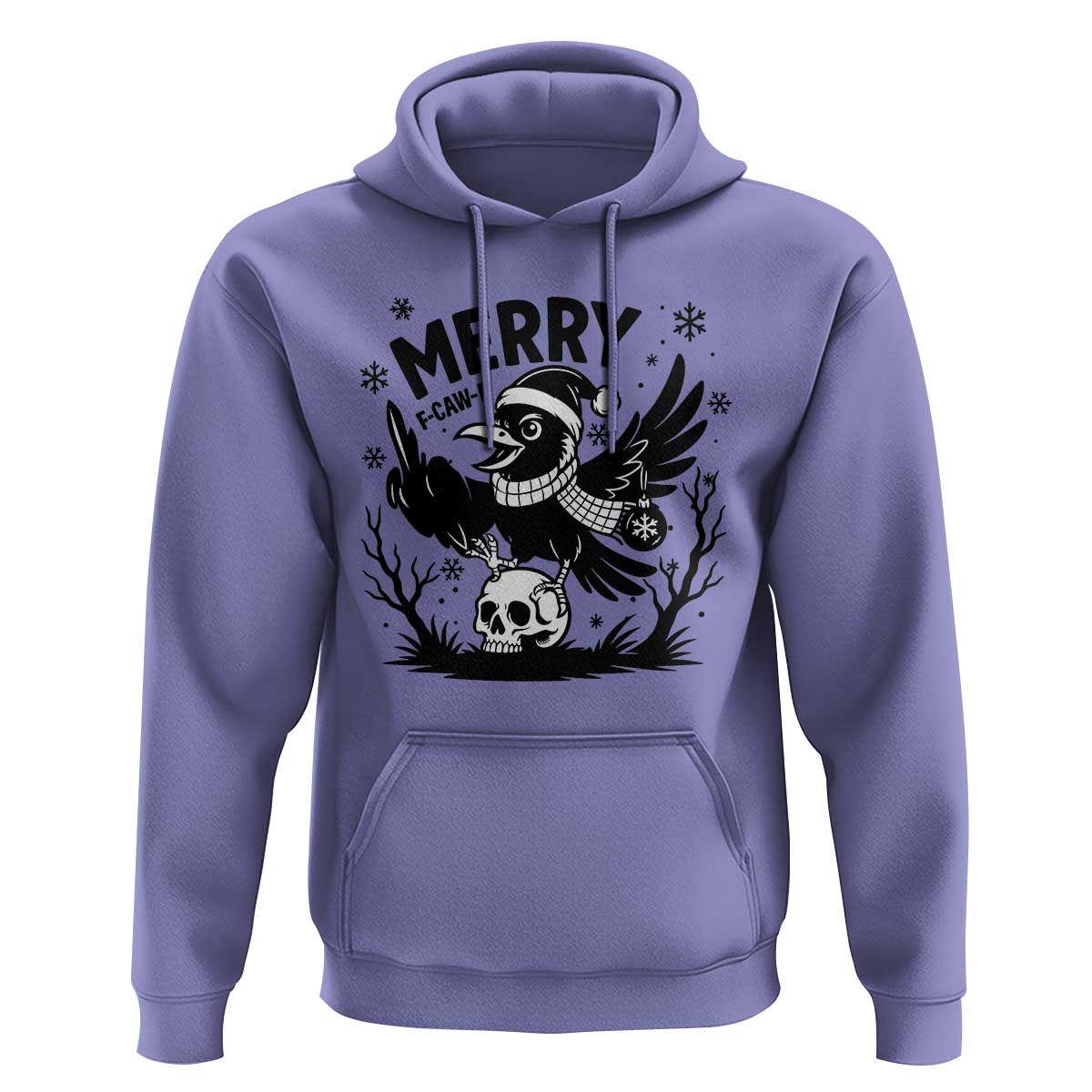 Merry F Caw F Christmas Raven Hoodie Funny Holiday Gift - Wonder Print Shop