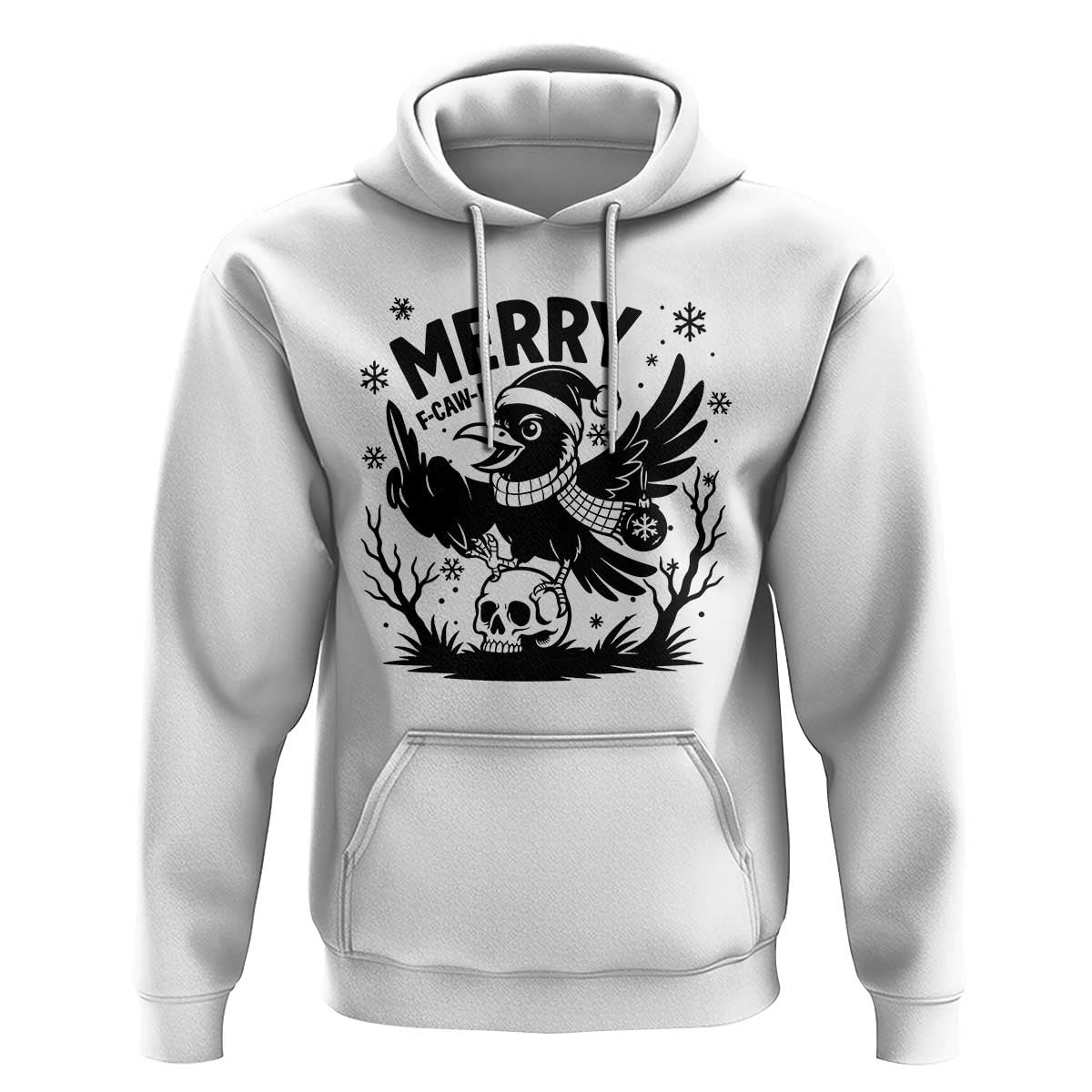 Merry F Caw F Christmas Raven Hoodie Funny Holiday Gift - Wonder Print Shop