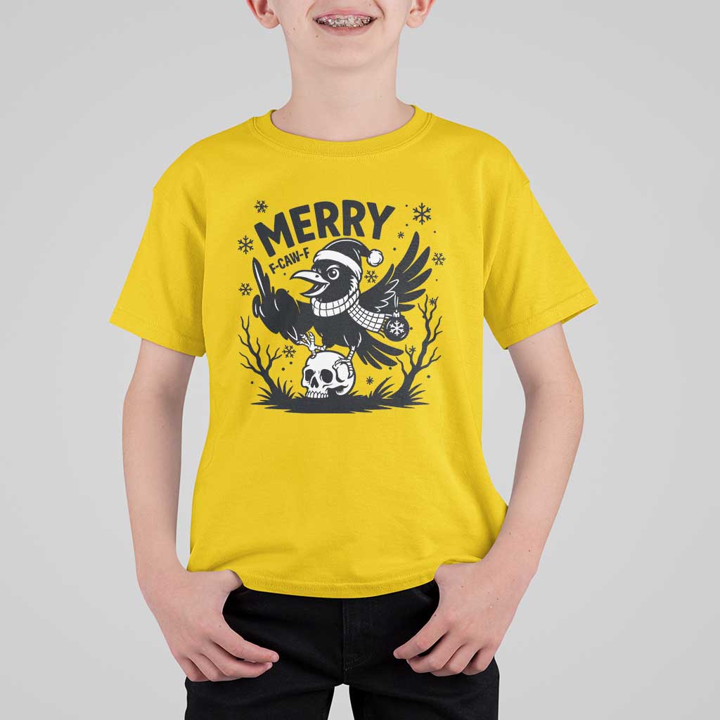 Merry F Caw F Christmas Raven T Shirt For Kid Funny Holiday Gift - Wonder Print Shop