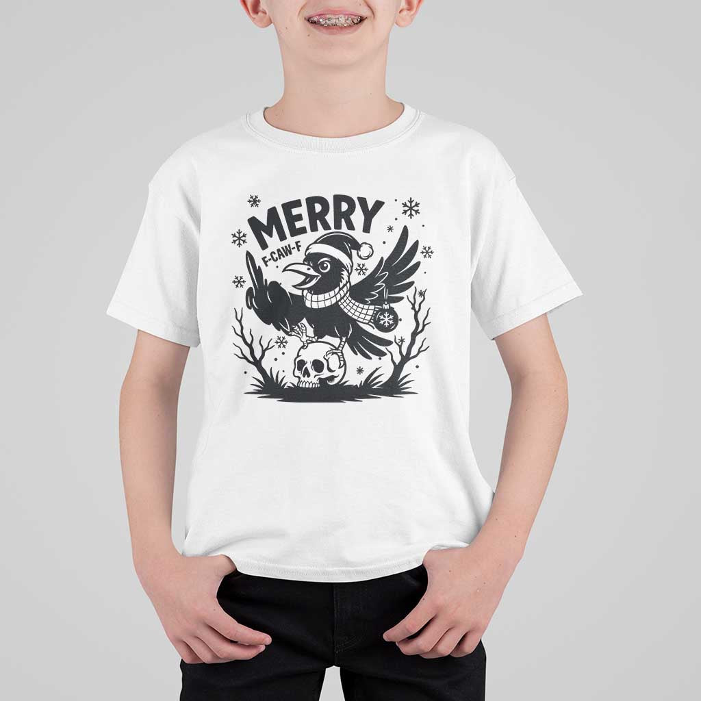 Merry F Caw F Christmas Raven T Shirt For Kid Funny Holiday Gift - Wonder Print Shop