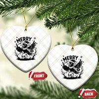 Merry F Caw F Xmas Raven Ceramic Ornament Funny Holiday Gift - Wonder Print Shop