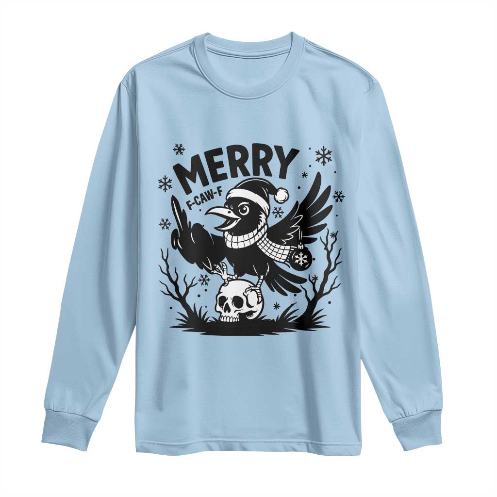 Merry F Caw F Christmas Raven Long Sleeve Shirt Funny Holiday Gift - Wonder Print Shop