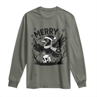 Merry F Caw F Christmas Raven Long Sleeve Shirt Funny Holiday Gift - Wonder Print Shop