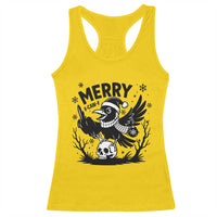 Merry F Caw F Christmas Raven Racerback Tank Top Funny Holiday Gift - Wonder Print Shop