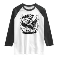 Merry F Caw F Christmas Raven Raglan Shirt Funny Holiday Gift - Wonder Print Shop