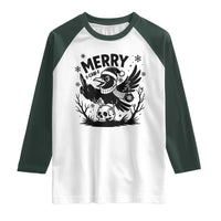 Merry F Caw F Christmas Raven Raglan Shirt Funny Holiday Gift - Wonder Print Shop